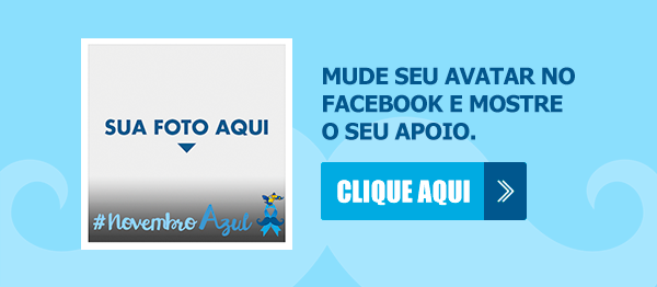 Abaixo, vemos ao lado esquerdo um quadrado de bordas brancas e fundo cinza. Dentro dele, lemos o texto ?sua foto aqui? e uma seta apontando para baixo. Abaixo da seta, vemos o avatar criado para a campanha. Ao lado da ilustração, vemos o texto em azul escuro: Mude seu avatar no facebook e mostre seu apoio. Logo abaixo do texto, um botão em que está escrito ?Clique Aqui?. Logo abaixo, duas faixas azuis com os contatos do PSDB e informações de copyright.