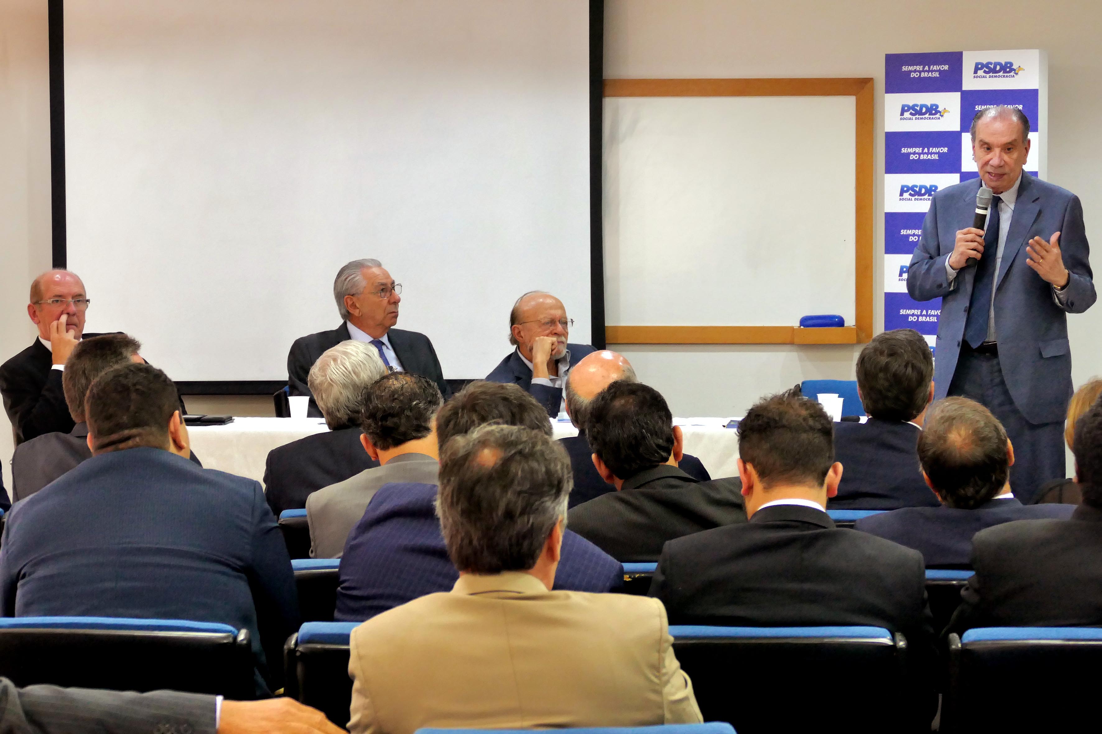Senador Aloysio Nunes discursa durante reunião da Executiva Nacional, para debater a Reforma da Previdência e Convenção da sigla. Brasília, 22/11/2017 Foto Orlando Brito
