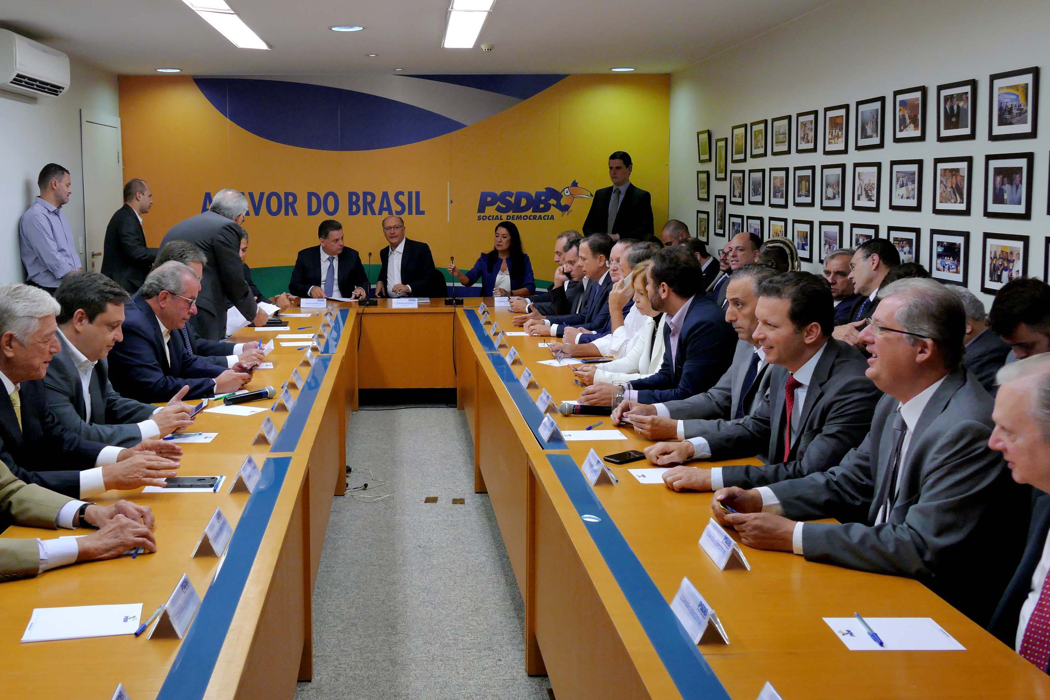 Presidente Nacional do PSDB, Geraldo Alckmin, governador Marconi Perillo e a presidente do PSDB Mulher, Thelma de Oliveira na reunião executiva do PSDB em Brasília. DF, 07/02/2017 - Foto Orlando Brito