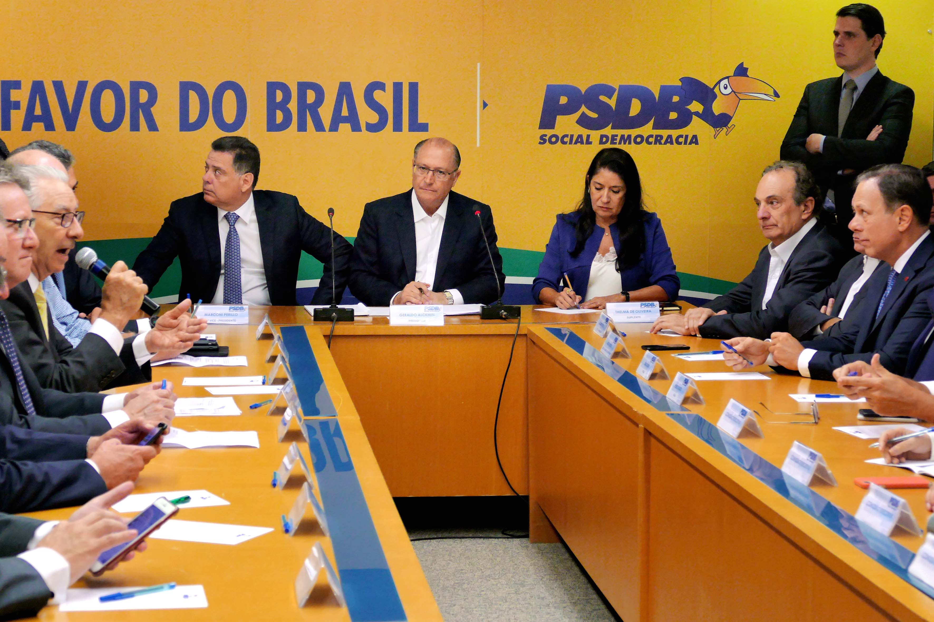 Presidente Nacional do PSDB, Geraldo Alckmin, governador Marconi Perillo e a presidente do PSDB Mulher, Thelma de Oliveira na reunião executiva do PSDB em Brasília. Df, 07/02/2017 - Foto Orlando Brito