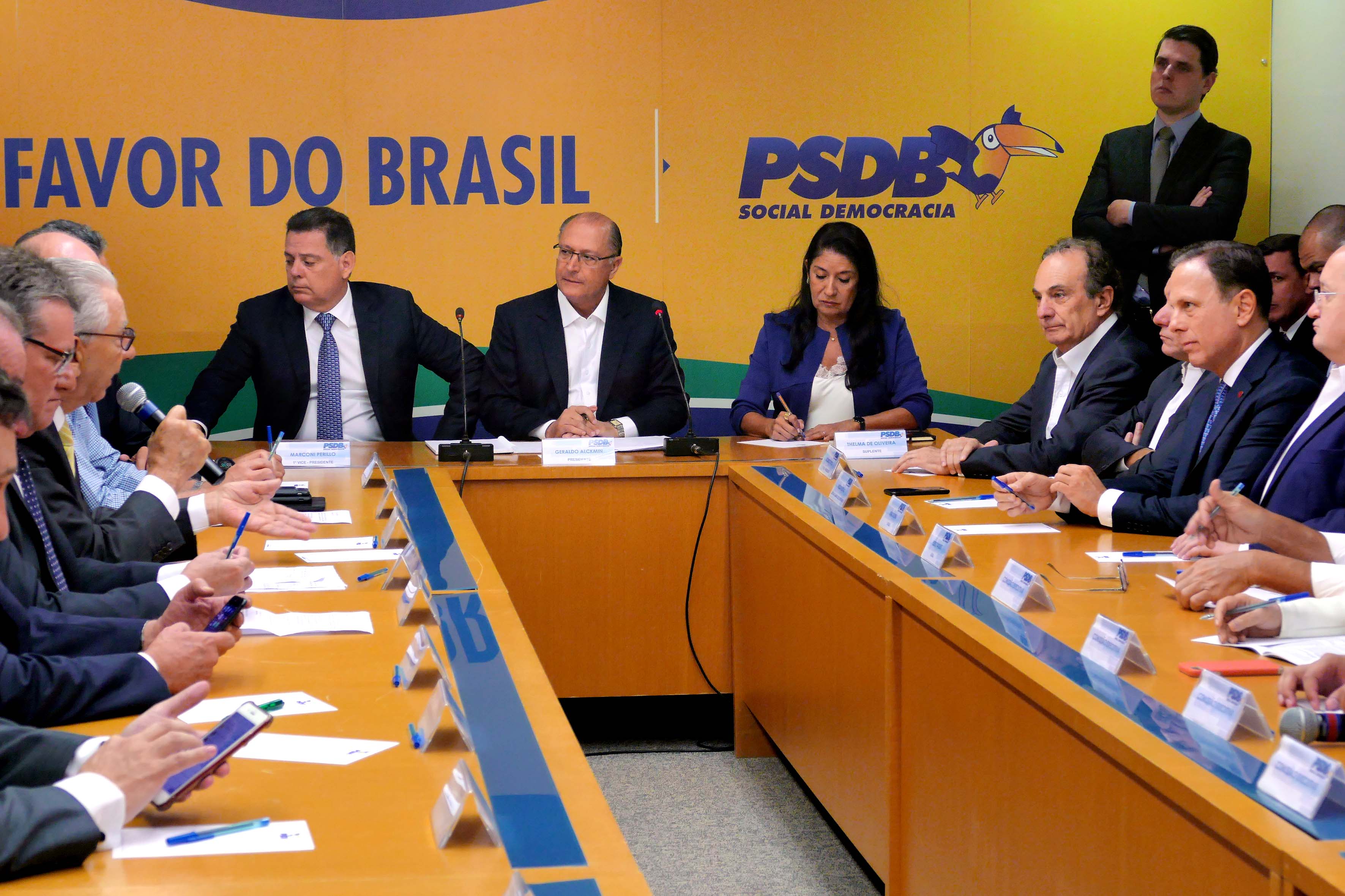 Presidente Nacional do PSDB, Geraldo Alckmin, governador Marconi Perillo e a presidente do PSDB Mulher, Thelma de Oliveira na reunião executiva do PSDB em Brasília. Df, 07/02/2017 - Foto Orlando Brito
