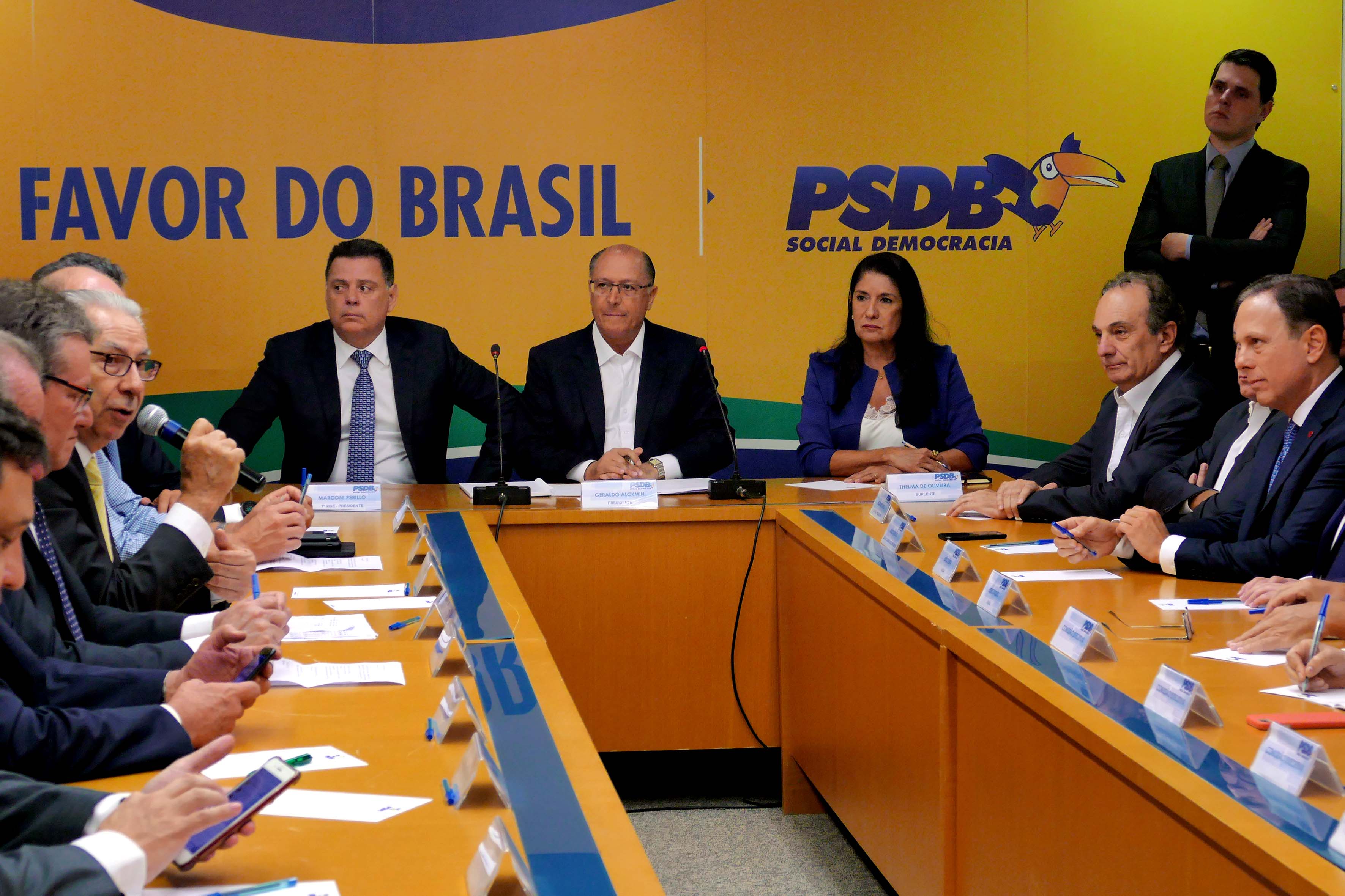 Presidente Nacional do PSDB, Geraldo Alckmin, governador Marconi Perillo e a presidente do PSDB Mulher, Thelma de Oliveira na reunião executiva do PSDB em Brasília. Df, 07/02/2017 - Foto Orlando Brito