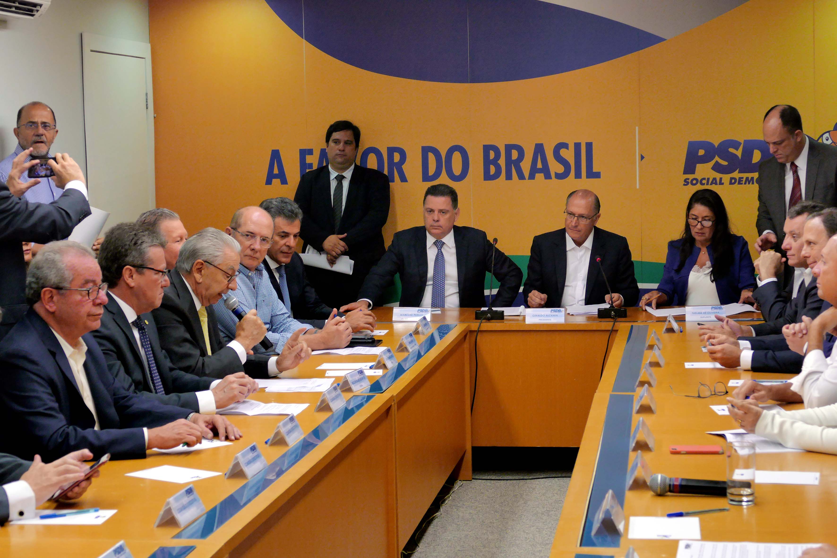 Presidente Nacional do PSDB, Geraldo Alckmin, governador Marconi Perillo e a presidente do PSDB Mulher, Thelma de Oliveira na reunião executiva do PSDB em Brasília. DF, 07/02/2017 - Foto Orlando Brito